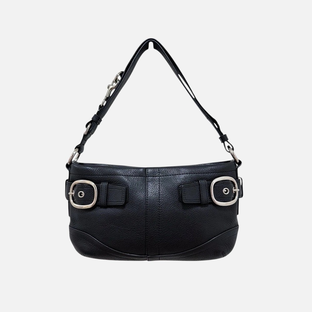 Coach Soho Double Buckle Shoulder Bag Black Pebbled Leather Y2K Vintage F17125